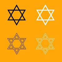 l'étoile juive de david définit l'icône en noir et blanc. vecteur