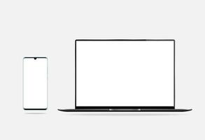 ordinateur portable et téléphone affichant un écran vide vecteur