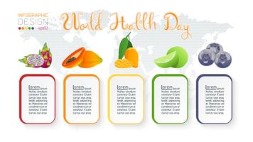 Collection de fruits pour la journée mondiale de la santé. vecteur