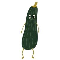 illustration vectorielle, personnage de courgette mignon dans un style plat. illustration de concept drôle pour les enfants et les habitudes alimentaires saines vecteur