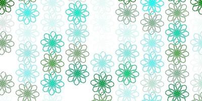 motif de doodle vecteur vert clair avec des fleurs.