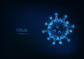 Cellule de virus de la grippe futuriste isolée sur fond bleu foncé vecteur