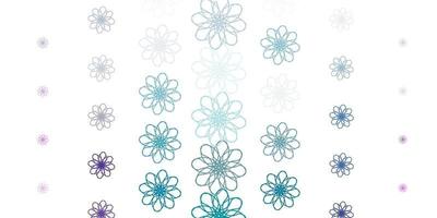 motif de doodle vecteur bleu clair, rouge avec des fleurs.