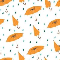 modèle sans couture d'automne avec pluie et parapluie. illustration vectorielle. vecteur