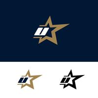 Modèle de logo lettre U avec élément de design étoile. Vecteur illustra