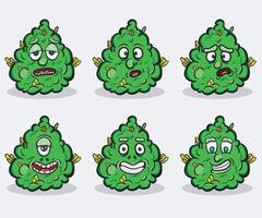 mascotte de l'ensemble d'expression de bourgeon de cannabis. vecteur de clip art.