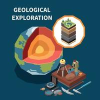 géologie exploration de la terre composition colorée isométrique vecteur