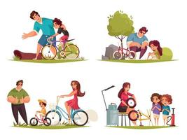 vélo famille ensemble vecteur