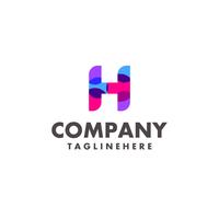 création de logo abstrait coloré lettre H pour entreprise avec couleur néon moderne vecteur