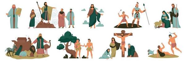 jeu d'icônes de couleur de l'histoire de la bible du christ vecteur