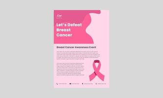 conception de flyer d'octobre de sensibilisation au cancer du sein. conception de dépliant d'affiche du mois de sensibilisation au cancer du sein. vaincre le modèle de flyer du cancer du sein. vecteur