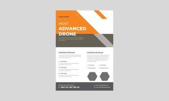 modèle de flyer de drone, flyer de drone le plus avancé, services de drone, flyer de drone, flyer d'entreprise de services de drone, flyer de promotion de drone. vecteur