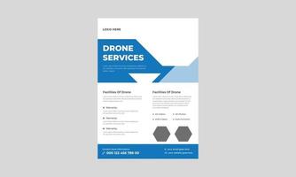 modèle de flyer de drone, flyer de drone le plus avancé, services de drone, flyer de drone, flyer d'entreprise de services de drone, flyer de promotion de drone. vecteur