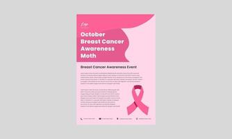 conception de flyer d'octobre de sensibilisation au cancer du sein. conception de dépliant d'affiche du mois de sensibilisation au cancer du sein. vaincre le modèle de flyer du cancer du sein. vecteur