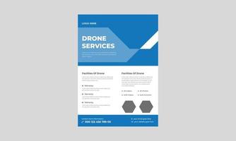modèle de flyer de drone, flyer de drone le plus avancé, services de drone, flyer de drone, flyer d'entreprise de services de drone, flyer de promotion de drone. vecteur