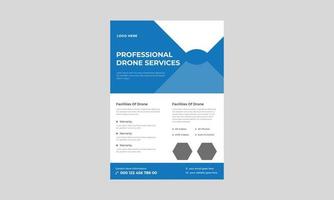 modèle de flyer de drone, flyer de drone le plus avancé, services de drone, flyer de drone, flyer d'entreprise de services de drone, flyer de promotion de drone. vecteur