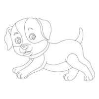 Page de coloriage de contour de chien mignon chiot pour les enfants coloriage d'animaux vecteur