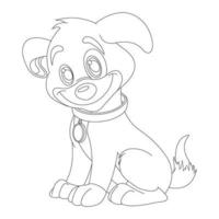 Page de coloriage de contour de chien mignon chiot pour les enfants coloriage d'animaux vecteur