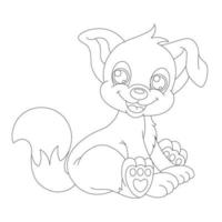 Page de coloriage de contour de chien mignon chiot pour les enfants coloriage d'animaux vecteur