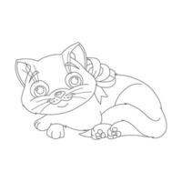 coloriage contour de chat mignon animal coloriage dessin animé illustration vectorielle vecteur