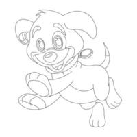 Page de coloriage de contour de chien mignon chiot pour les enfants coloriage d'animaux vecteur