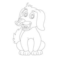 Page de coloriage de contour de chien mignon chiot pour les enfants coloriage d'animaux vecteur