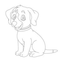 Page de coloriage de contour de chien mignon chiot pour les enfants coloriage d'animaux vecteur