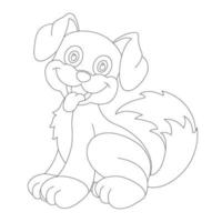 Page de coloriage de contour de chien mignon chiot pour les enfants coloriage d'animaux vecteur