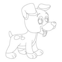 Page de coloriage de contour de chien mignon chiot pour les enfants coloriage d'animaux vecteur