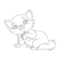 coloriage contour de chat mignon animal coloriage dessin animé illustration vectorielle vecteur