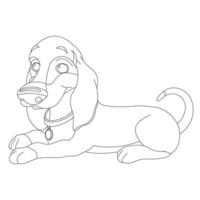 Page de coloriage de contour de chien mignon chiot pour les enfants coloriage d'animaux vecteur