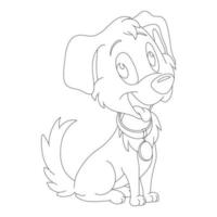 Page de coloriage de contour de chien mignon chiot pour les enfants coloriage d'animaux vecteur