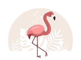 Flamant rose avec tropical vecteur