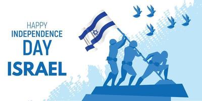 concept de la fête de l'indépendance d'israël. main de soldat tenant la conception d'illustration de vecteur de drapeau israël