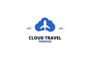 logo de voyage en nuage avec vecteur de conception d'icône d'avion