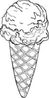 croquis cornet de crème glacée sur fond blanc. illustration vectorielle dans le style doodle vecteur
