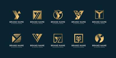 ensemble de collection de logo lettre y avec vecteur premium de style unique doré