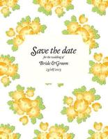 enregistrer le modèle de carte d'invitation de mariage de date avec des fleurs dorées. vecteur