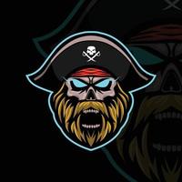 création de logo de mascotte de crâne de pirate vecteur