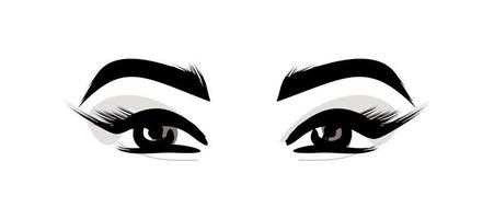 les yeux féminins regardent. cils et sourcils. maquillage - illustration vectorielle isolée sur fond blanc. cosmétiques pour femmes vecteur