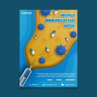 affiche de la semaine mondiale de la vaccination vecteur