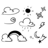 vecteur de collection d'illustration météo doodle dessinés à la main isolé