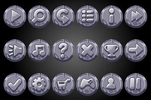 boutons ronds en pierre ancienne pour l'interface graphique du jeu. vecteur