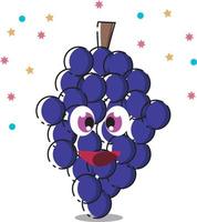 conception de vecteur de fruits de raisin avec un visage mignon