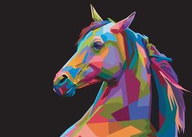 chevaux d'illustration colorés dans un style de portrait pop art adapté aux affiches, bannières et autres vecteur