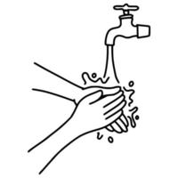dessinés à la main de se laver les mains doodle isolé sur fond blanc. illustration vectorielle. vecteur