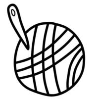pelote de fil avec aiguille. illustration vectorielle dans un style doodle linéaire dessiné à la main vecteur