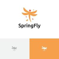 élégant printemps libellule insectes ailes voler nature simple idée de logo vecteur