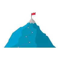 montagne avec drapeau rouge et route vers le sommet. route vers l'objectif, monter, motivation. chemin vers la réalisation de l'objectif vecteur