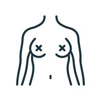 icône de ligne de féminisme radical. pictogramme linéaire du mouvement pour l'égalité des sexes. icône de contour de corps de femme nue. figure féminine à la poitrine nue. illustration vectorielle isolée vecteur